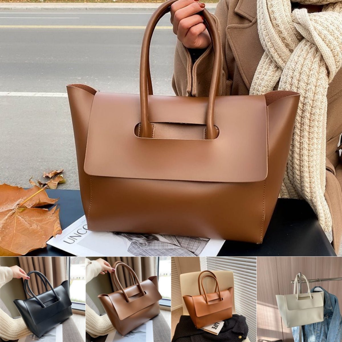 Fashion Women Shoulder Bags Large Capacity Handbags Simple Retro Tote Bags Solid Color Famous Brand High Quality Bags - Maison Elène