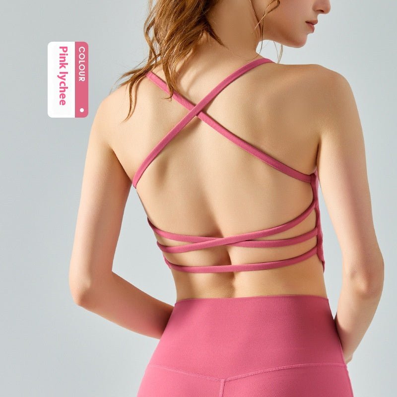 Nude Feel Slim Yoga Vest Semi - fixed One - piece Cup Beauty Back Sling - GlucklichgoodsLLC