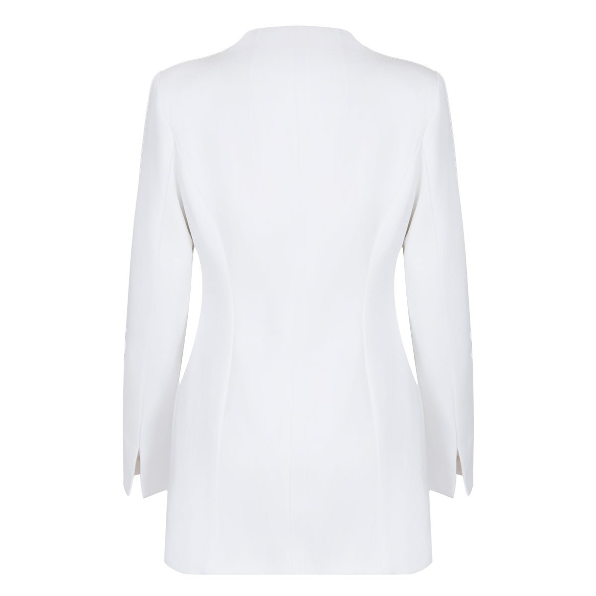 White Structured Hourglass Blazer Dress - Sculpted Waist Tailored Blazer for Women - Maison Elène