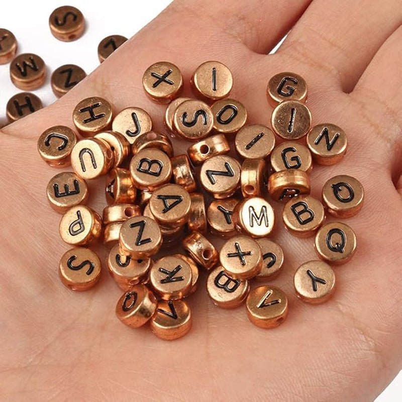 800pcs Silver Golden Bronze Colored Letter Beads For Jewelry Making Bracelet Hair Braids Crafts - Maison Elène