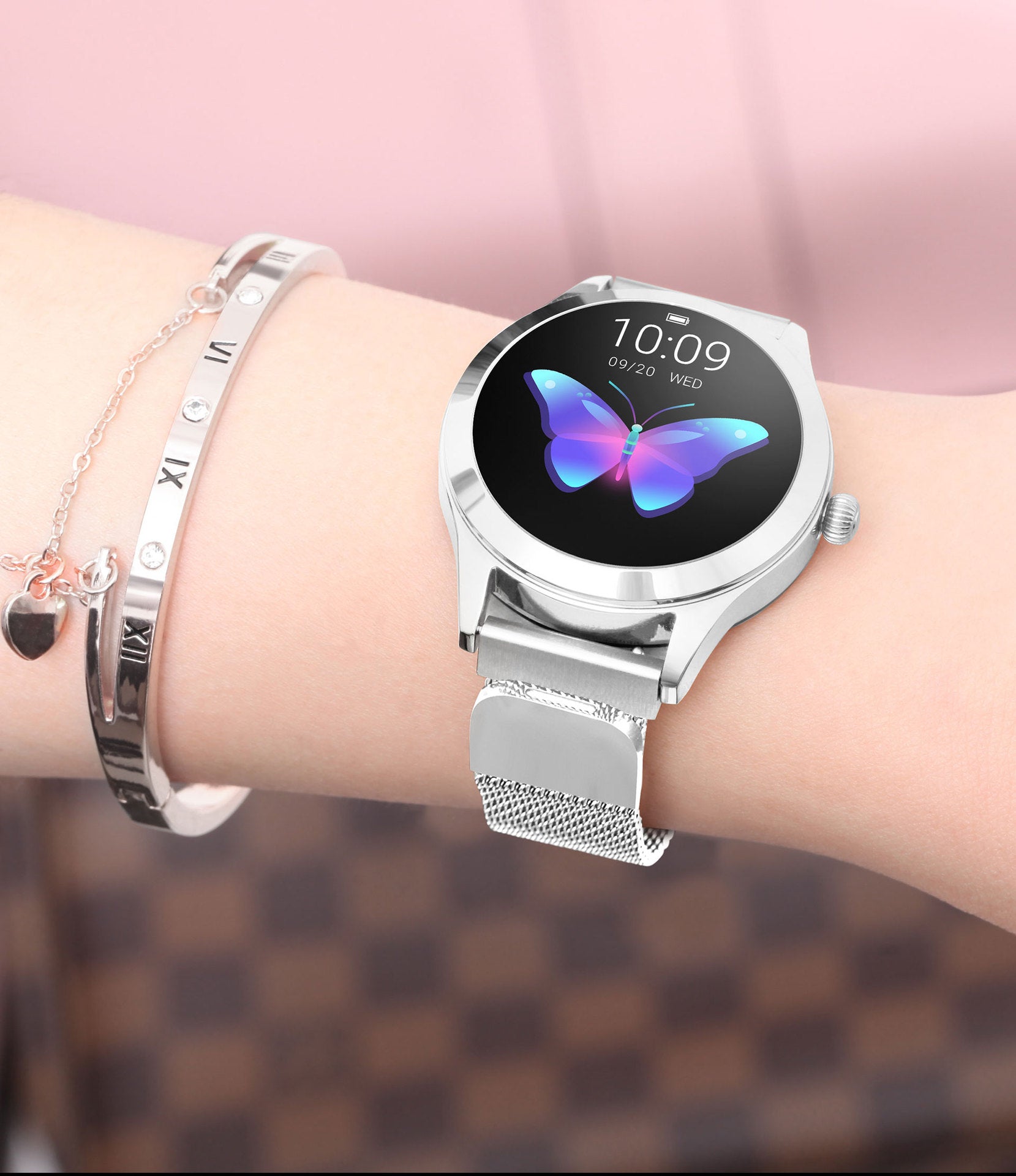 Luxury Women's Smart Watch - Elegant Silver Fitness Tracker with White Leather Band - Stylish Bluetooth Smartwatch for Android & iOS - Chic Wellness Gift - GlucklichgoodsLLC