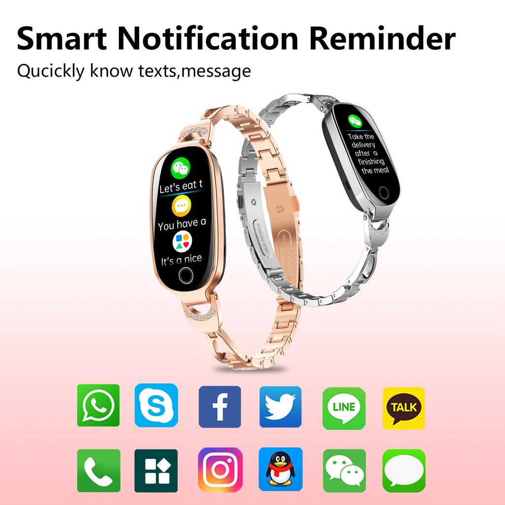 Gold Smartwatch For Women Compatible For Android& IOS,Bling Smart Bracelet With Female Menstrual Cycle Heart Rate Blood Pressure Remote Photography Waterproof Pedometer - Maison Elène