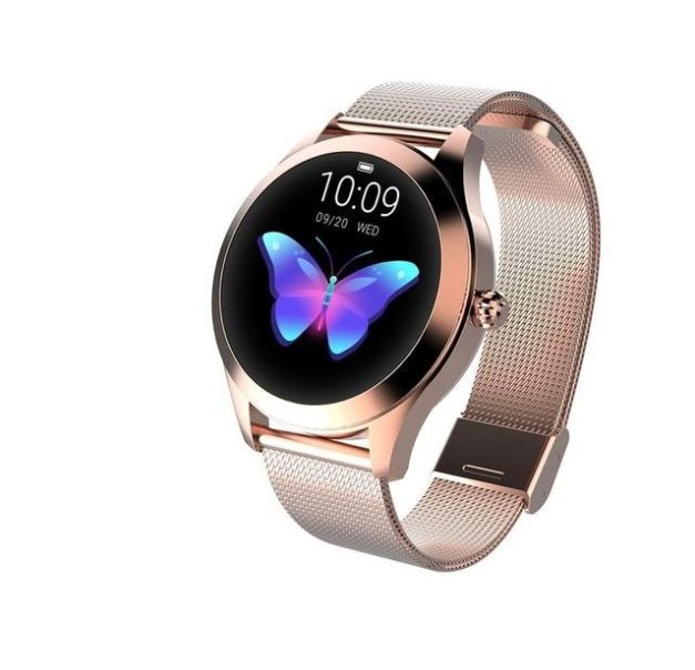 Luxury Women's Smart Watch - Elegant Silver Fitness Tracker with White Leather Band - Stylish Bluetooth Smartwatch for Android & iOS - Chic Wellness Gift - GlucklichgoodsLLC
