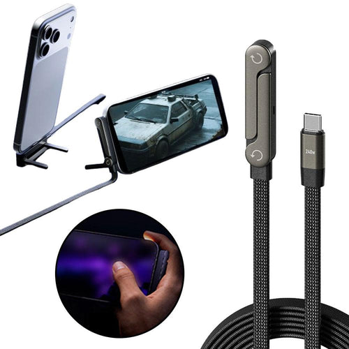 Fast Charging Foldable Bracket Data Cable 2 - in - 1 Data Wire Foldable Phone Tablet Stand Type - C To Type - C USB - A To Type - C - GlucklichgoodsLLC