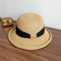 French Straw Sun Protection Bow Curling Temperament Straw Hat - Maison Elène