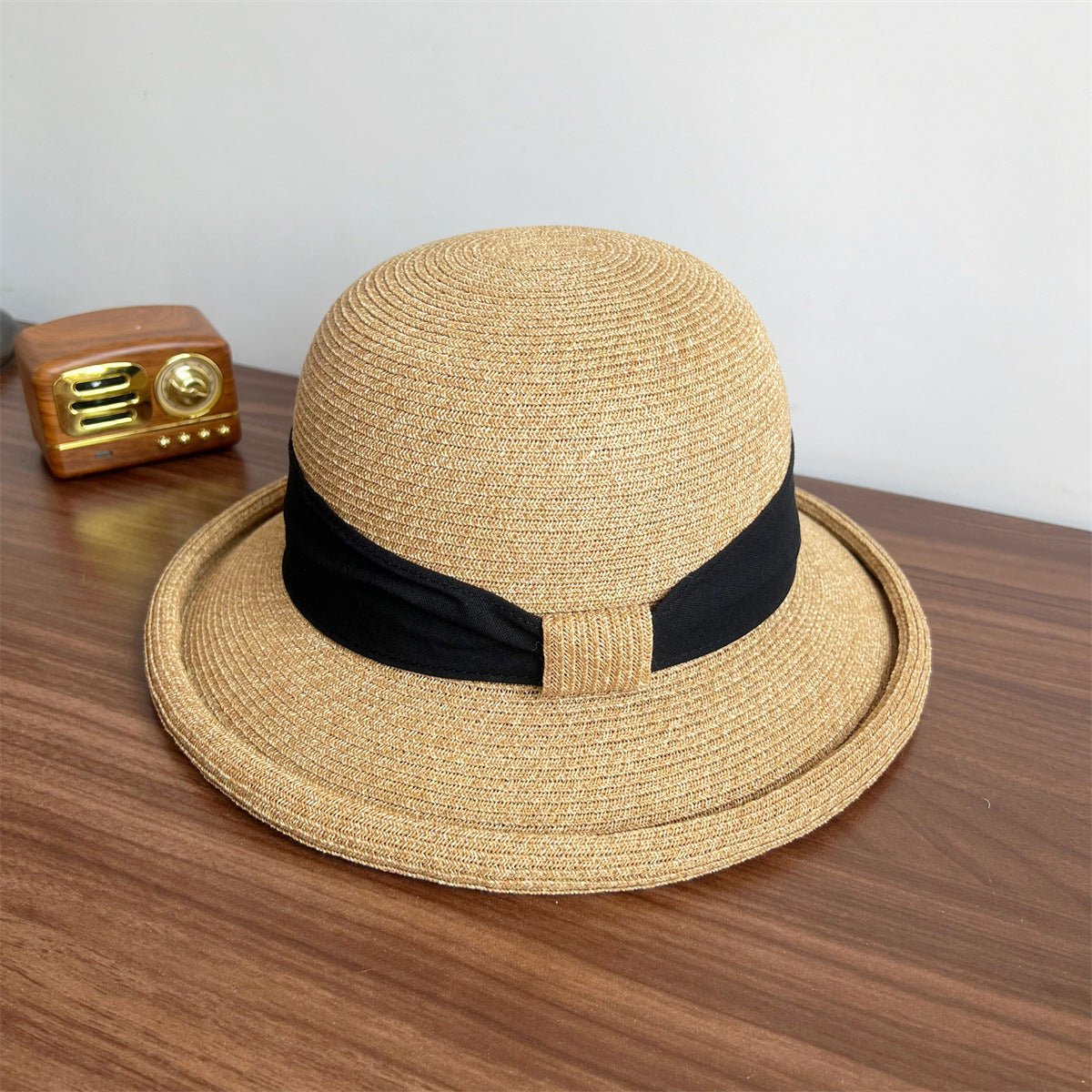 French Straw Sun Protection Bow Curling Temperament Straw Hat - Maison Elène