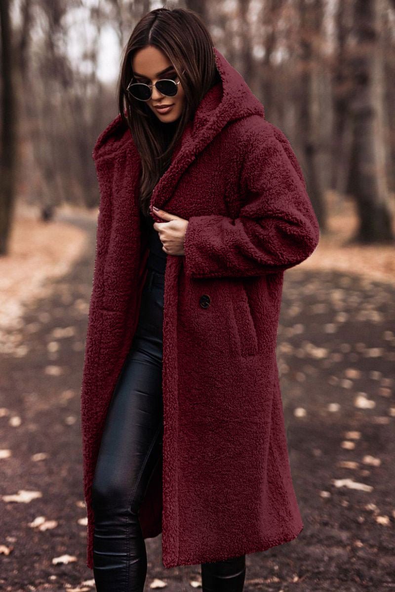 Autumn Winter Fashion Elegant Long Coat Woman Plush Warm Faux Fleece Coat Women Teddy Jacket Female Teddy Coat Outwear Ladies - Maison Elène