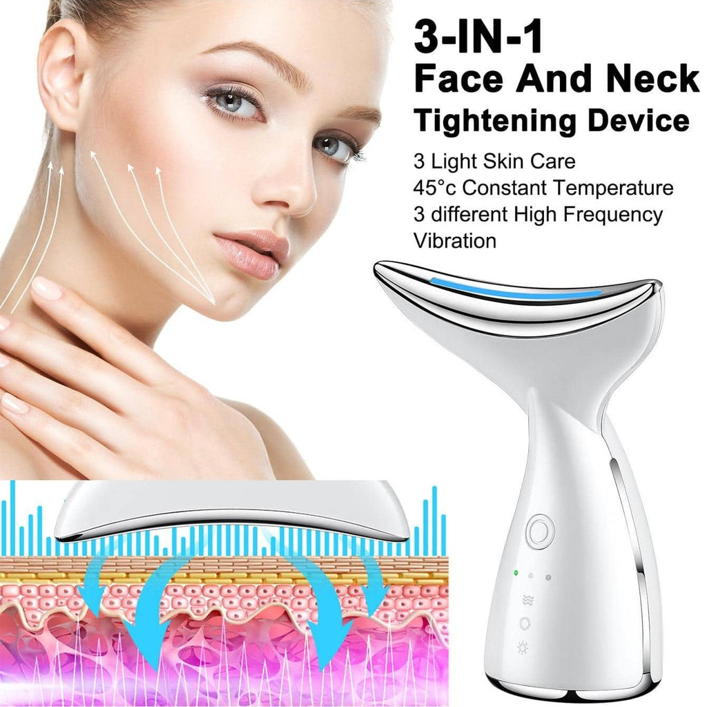 Face And Neck Tightening Device, Firm And Tightens Sagging Skin Face Neck Massager, Beauty Facial Massager For Women And Men - White - Maison Elène
