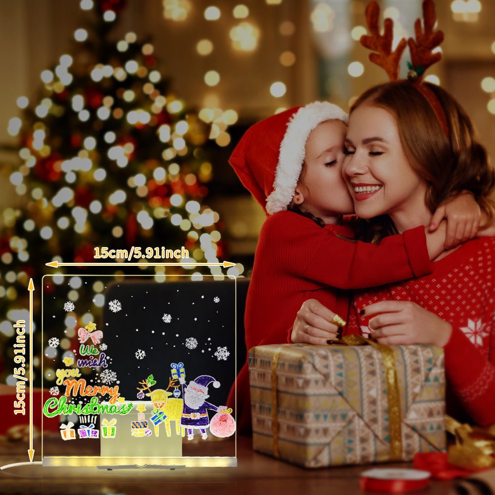 LED Acrylic Drawing Board DIY Erasable Luminous Writing Boards With Stand USB Plug Message Board With NightLight - GlucklichgoodsLLC