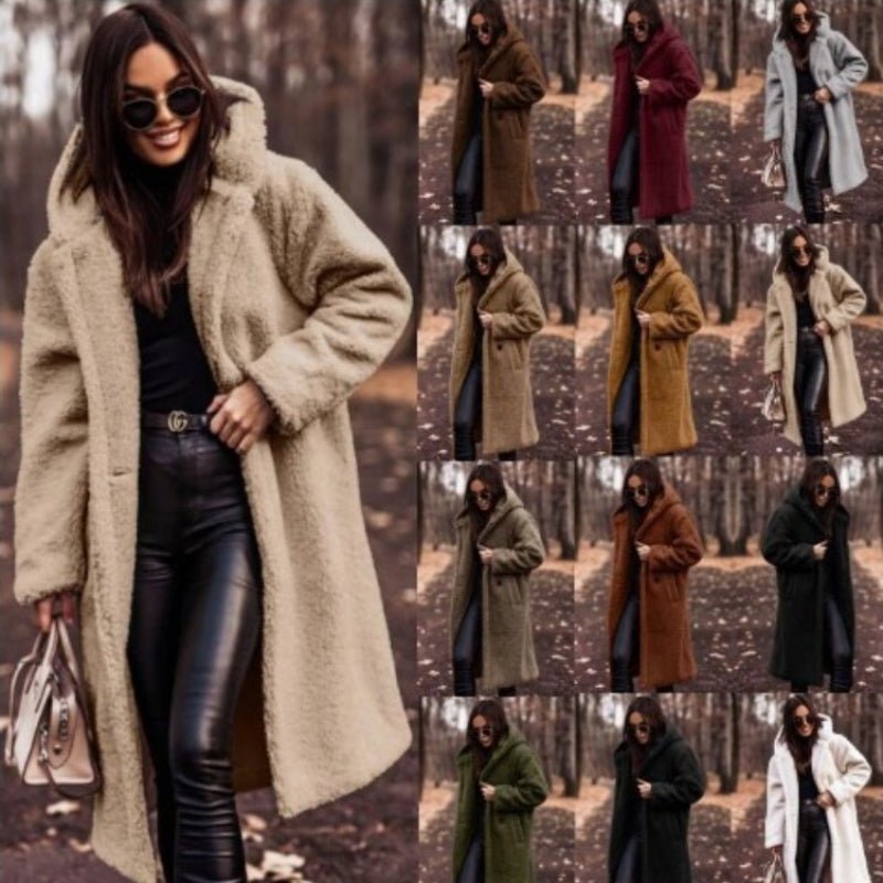 Autumn Winter Fashion Elegant Long Coat Woman Plush Warm Faux Fleece Coat Women Teddy Jacket Female Teddy Coat Outwear Ladies - Maison Elène