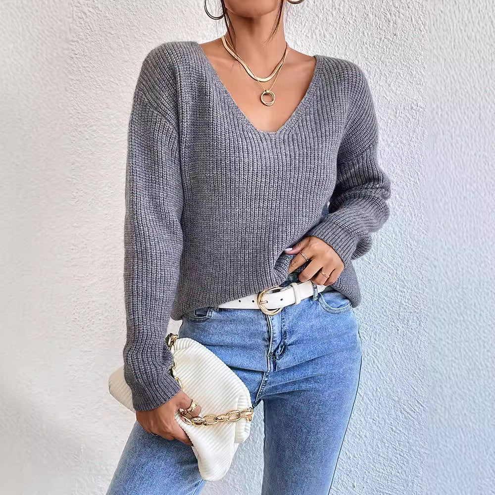 Y2k Clothes V - neck Sweater Ladies Winter Backless Streetwear Bandage Cashmere Sweater Women High Quality Fashion Clothes - Maison Elène