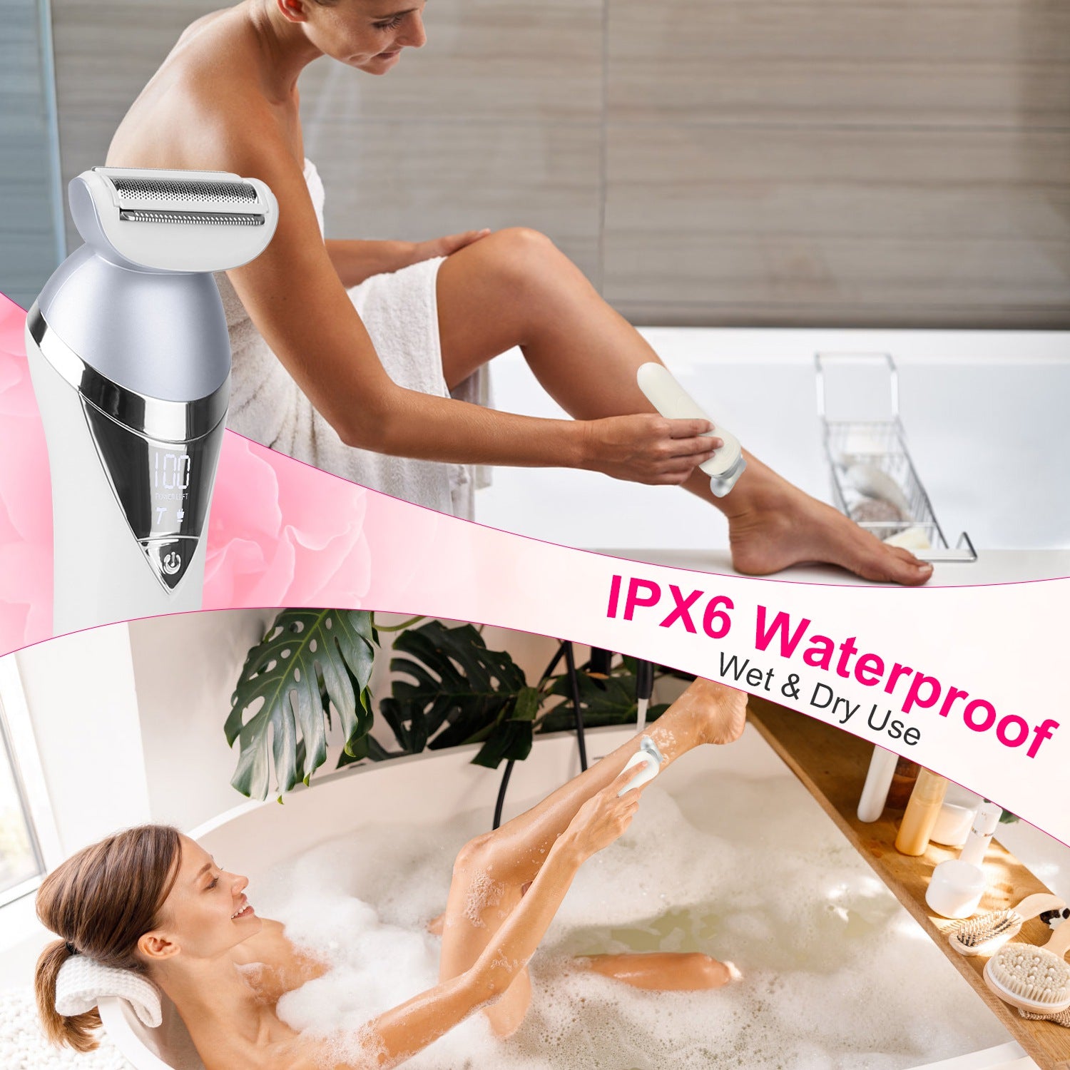 7 In 1 Electric Razor For Women Lady Hair Removal Epilators For Leg Face Arm Bikini Armpit Public Hairs IPX6 Wet And Dry Use Cordless Rechargeable Whole Body Trimmer And Shaver Kit - GlucklichgoodsLLC