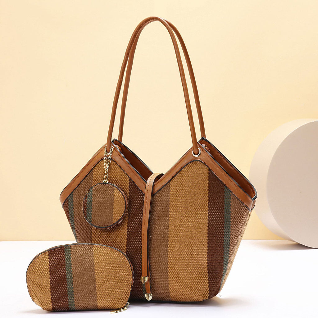 Stylish High - capacity Tote Bag With A Trendy Color - block Design - Maison Elène