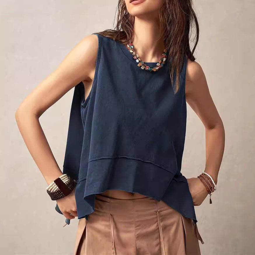 Summer Irregular Loose - fitting Sleeveless Shirt - Maison Elène