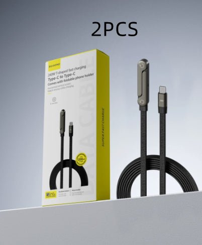 Fast Charging Foldable Bracket Data Cable 2 - in - 1 Data Wire Foldable Phone Tablet Stand Type - C To Type - C USB - A To Type - C - GlucklichgoodsLLC