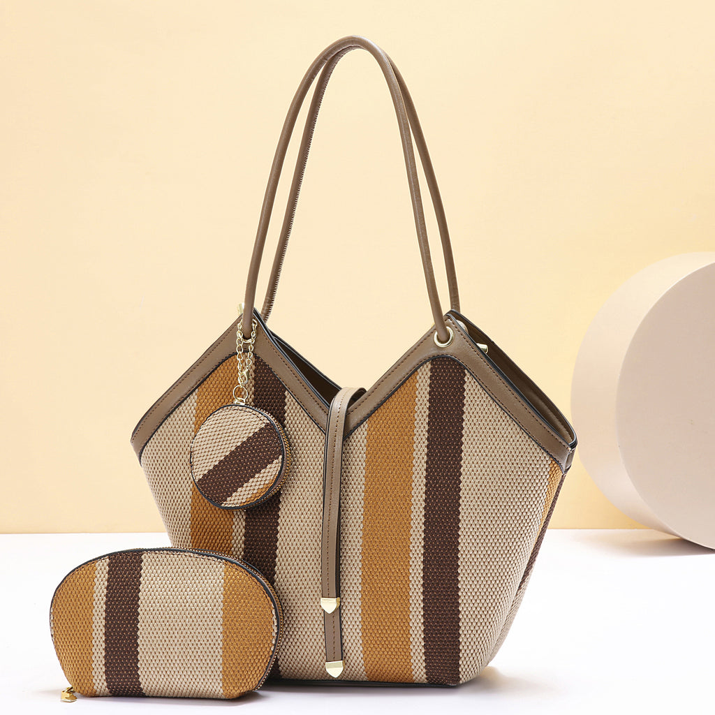 Stylish High - capacity Tote Bag With A Trendy Color - block Design - Maison Elène