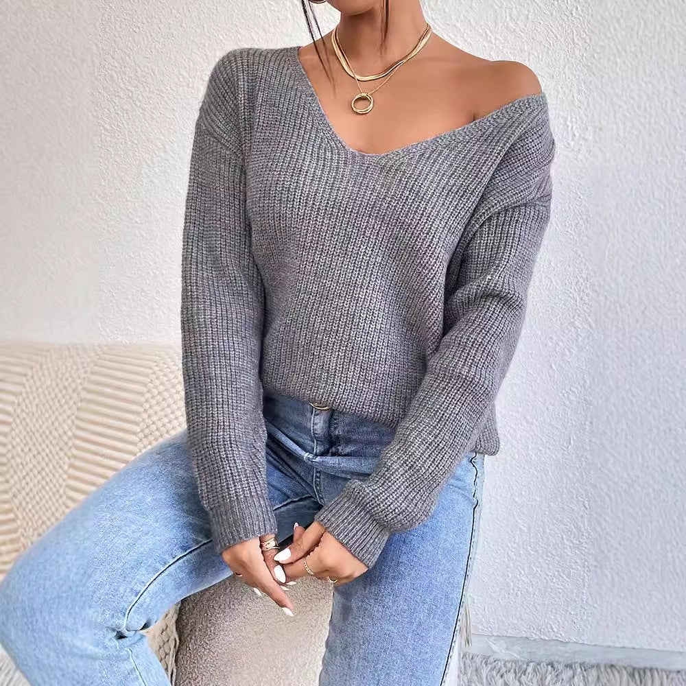 Y2k Clothes V - neck Sweater Ladies Winter Backless Streetwear Bandage Cashmere Sweater Women High Quality Fashion Clothes - Maison Elène