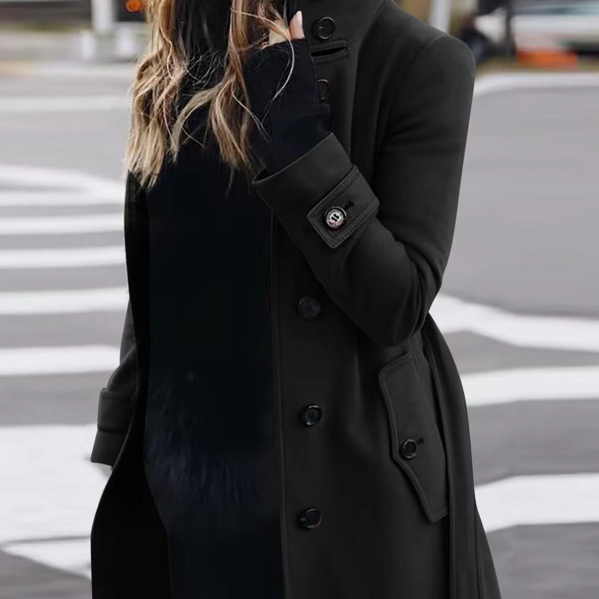 Autumn Winter New Woolen Coat Women's Slim Fit Cardigan Large Coat Women Long Sleeve Single Breasted Stand Collar Woolen Coat - Maison Elène