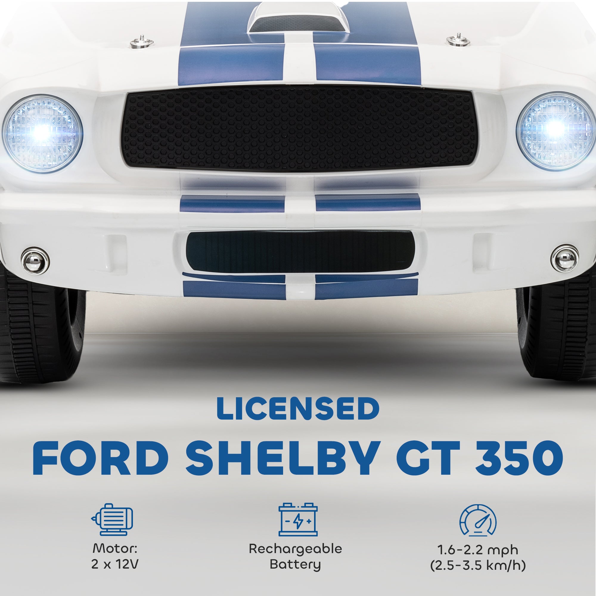 Ride On Car With Remote Control, Adjustable Speed, MP3, Smooth Start, LED Lights, White - Maison Elène