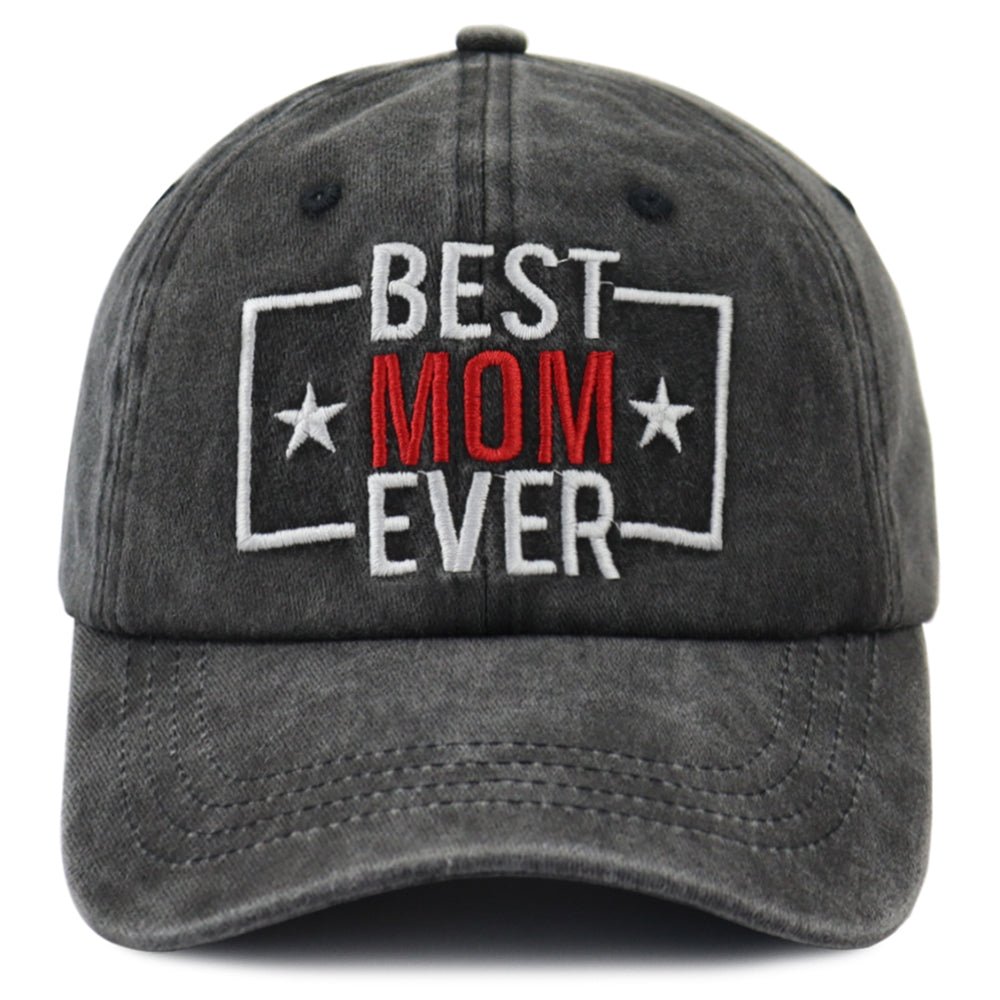 Best Mom Ever Hat For Women, Adjustable Embroidered Wash Cotton Baseball Cap - GlucklichgoodsLLC
