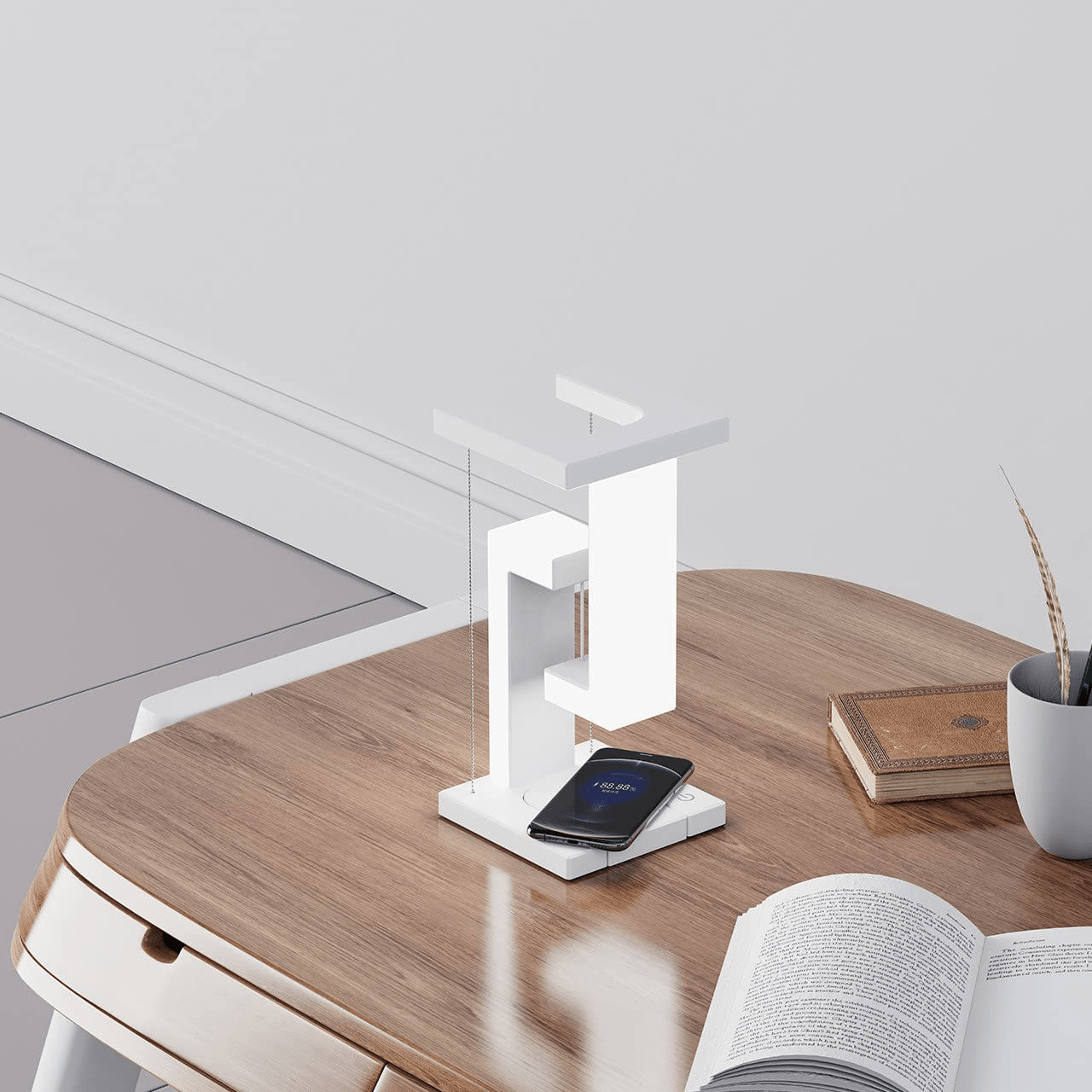Creative Smartphone Wireless Charging Suspension Table Lamp Balance Lamp Floating For Home Bedroom - Maison Elène