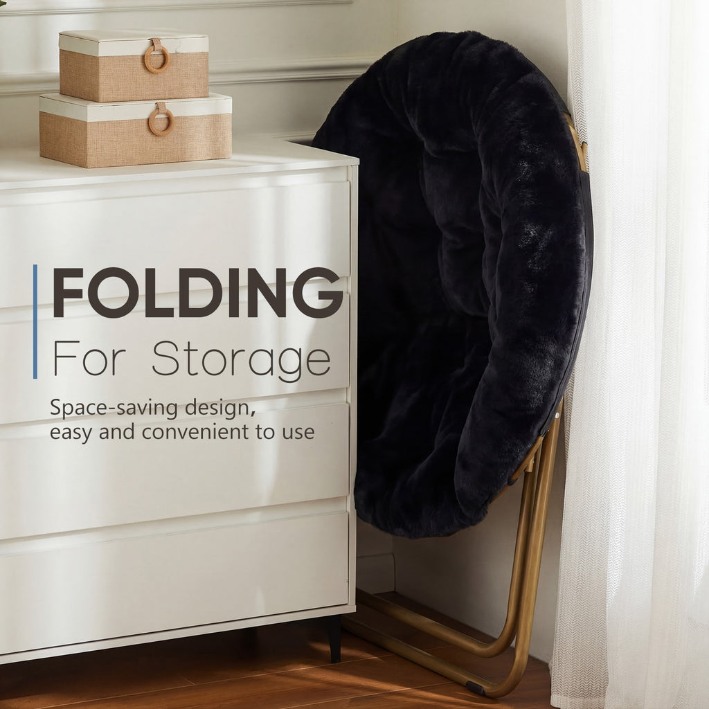 Comfortable Disc Chairs Faux Fur Furniture Bedroom Living Room Size White - Maison Elène