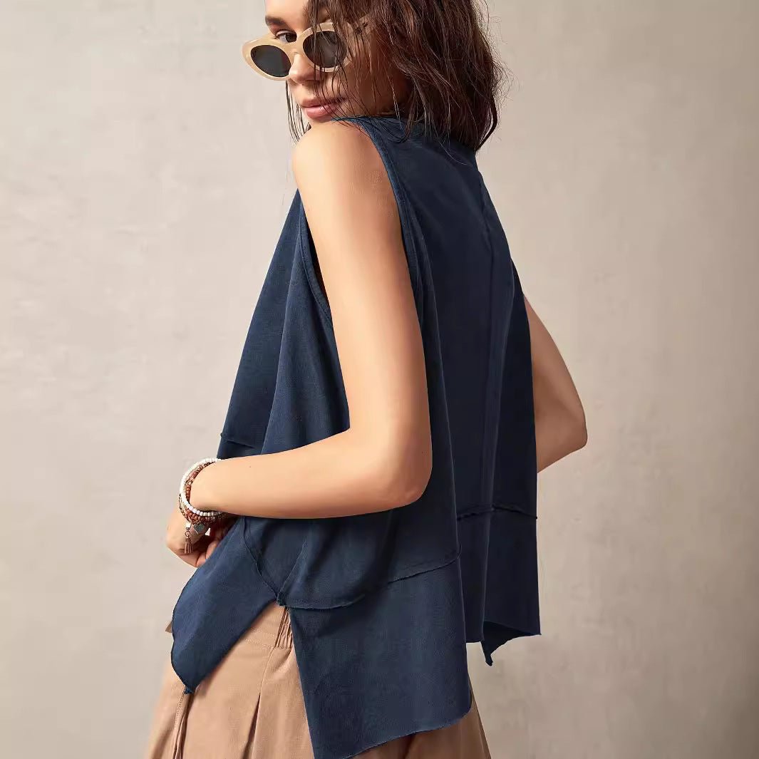 Summer Irregular Loose - fitting Sleeveless Shirt - Maison Elène