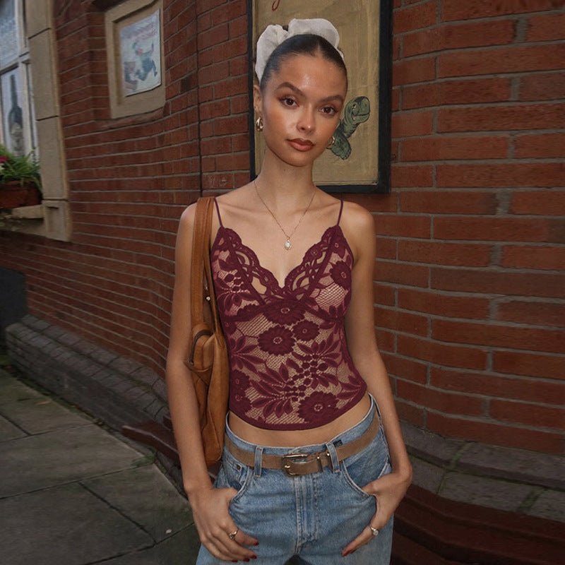 New Sexy Sheer Lace - trimmed Camisole - Maison Elène