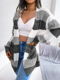 Plaid Sweater Women Casual Lantern Sleeves Cardigan Jacket Outerwear Clothes - Maison Elène