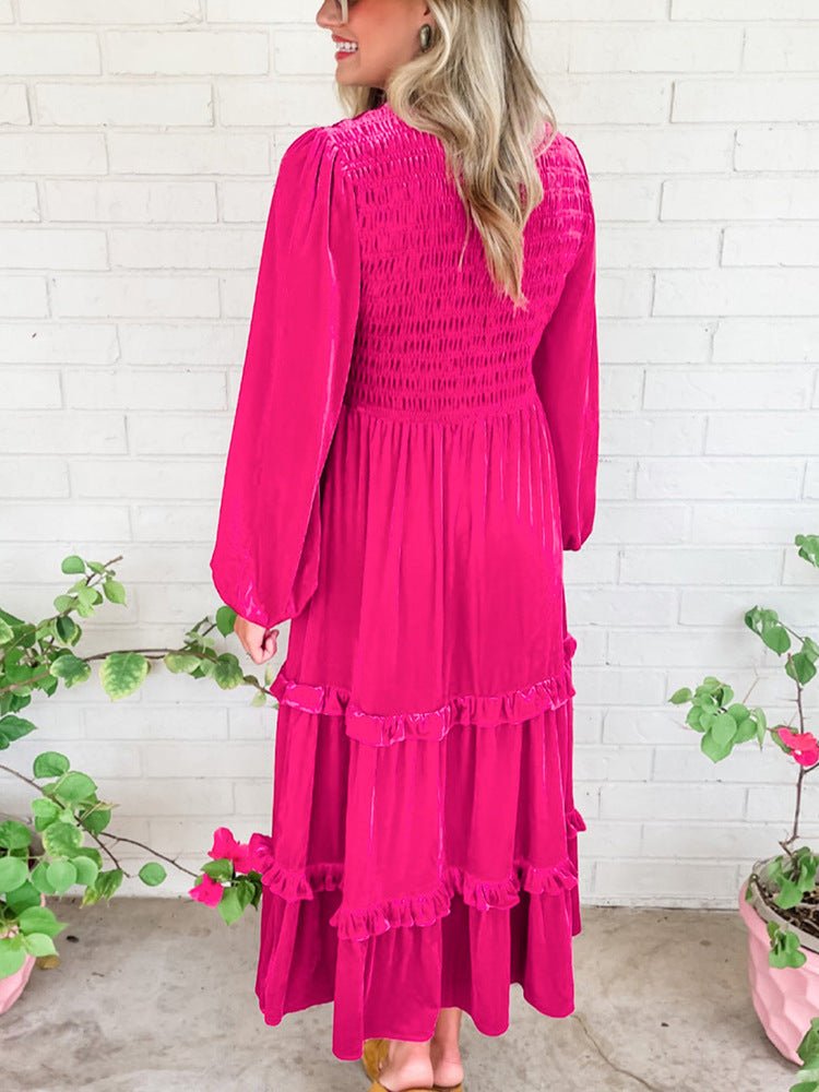 Solid Color Velvet Dress Women - Maison Elène