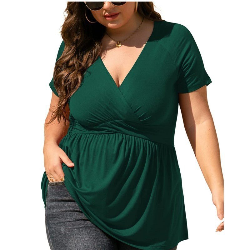 Women's Plus Size T-shirt V - neck Top - Maison Elène