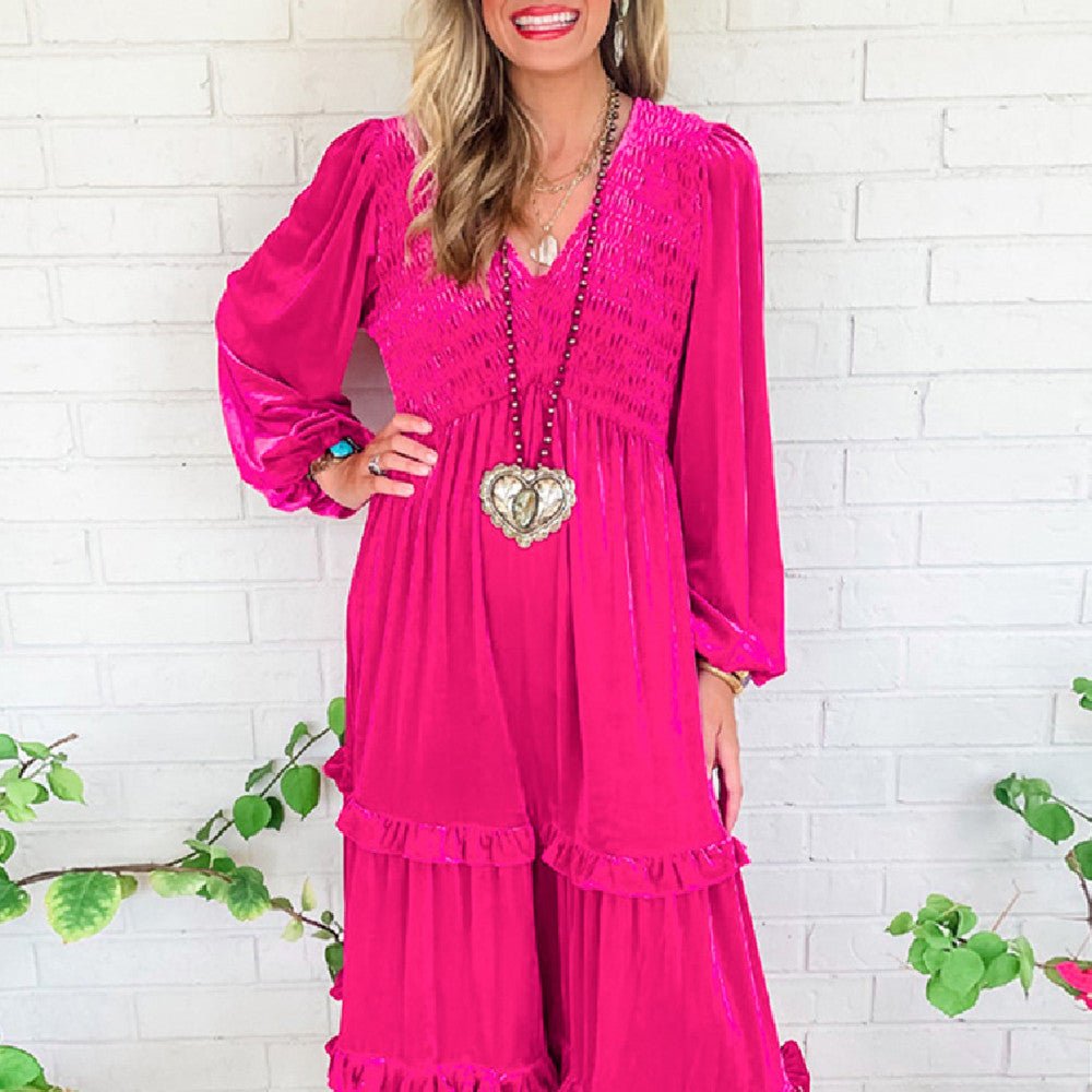 Solid Color Velvet Dress Women - Maison Elène