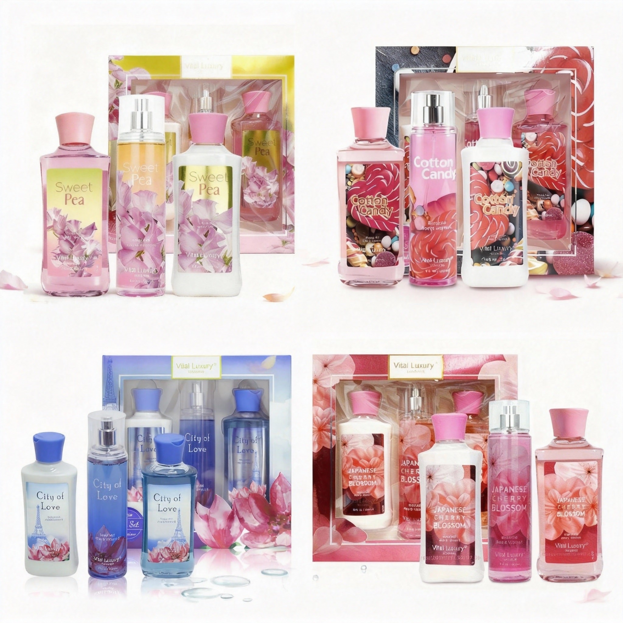 3pcs Set - Sakura Fragrance Shower Gel Set, Japanese Cherry Blossom 10 Fl.oz Shower Gel, 10 Fl.oz Body Lotion, 8 Fl. Oz Body Mist, A Three - piece Bath And Body Care Gift Set - Maison Elène