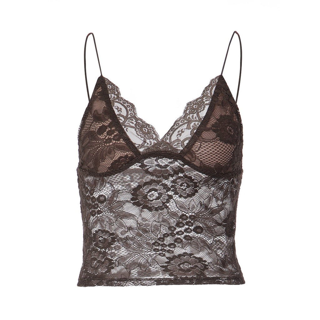New Sexy Sheer Lace - trimmed Camisole - Maison Elène