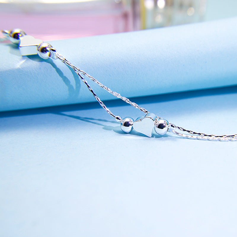 Korean Fashion Heart Bracelet Women's Double Layered Wear Light Bead Heart - shaped - Maison Elène