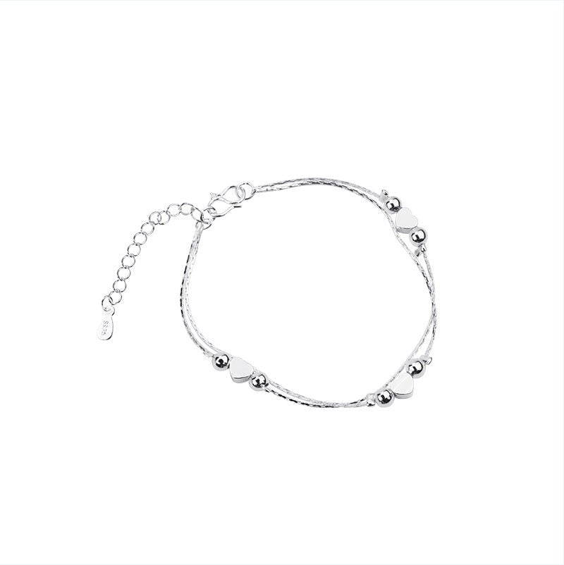 Korean Fashion Heart Bracelet Women's Double Layered Wear Light Bead Heart - shaped - Maison Elène