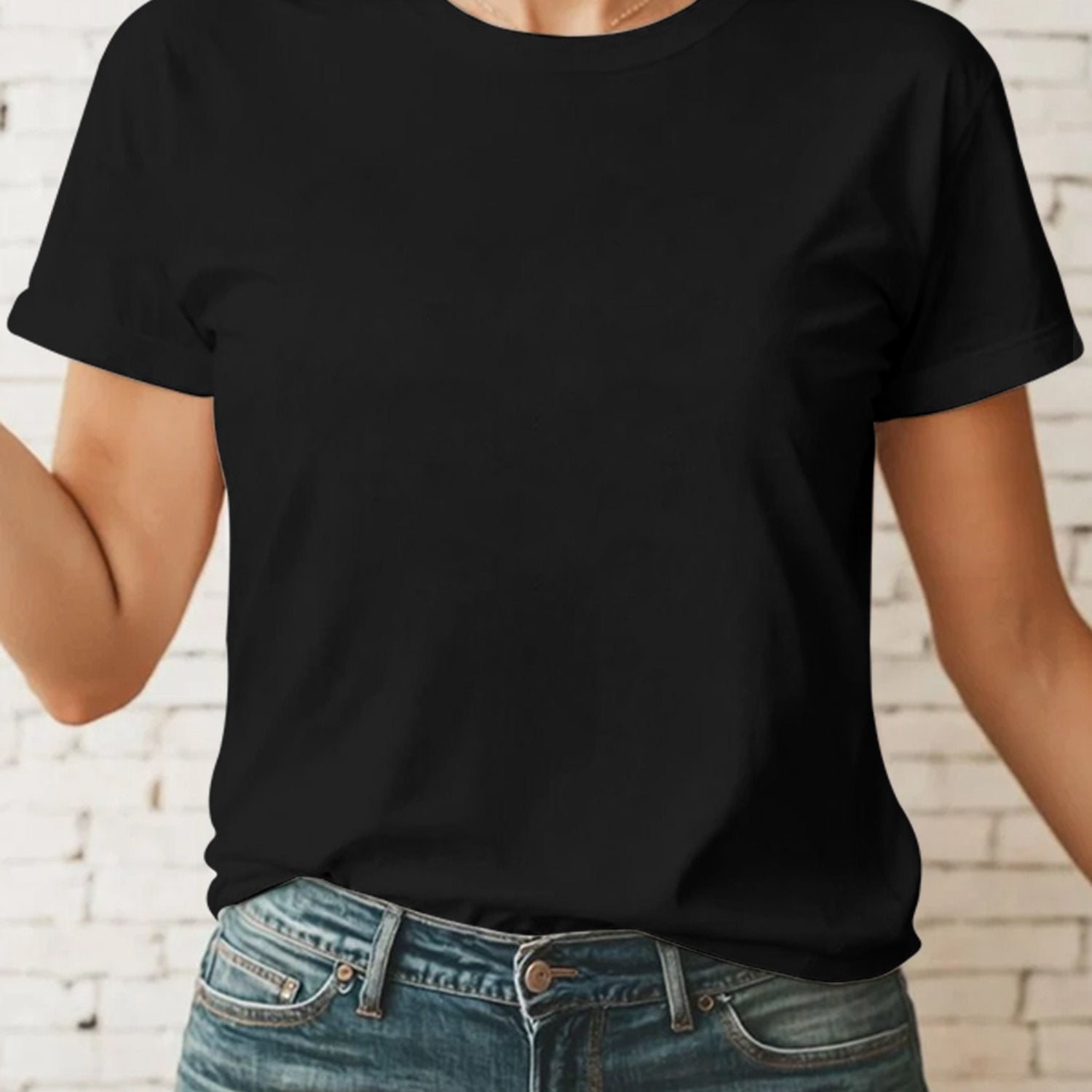 Casual Women's Round Neck Short Sleeve Sports Pure Cotton T-shirt - Maison Elène