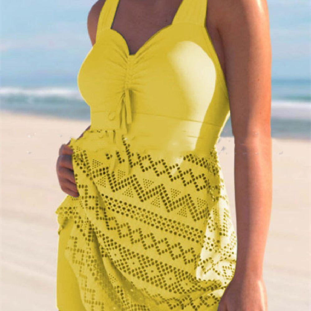 Korean Version Of Solid Color Lace One - piece Swimsuit - Maison Elène