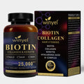 Biotin Collagen Hyaluronic Acid Keratin - Support Normal Hair Growth Cycle - Skin & Nails - 25000mcg Vitamins B1, B2, B3, B6 & B7 - For Women & Men 60 Capsules - Maison Elène