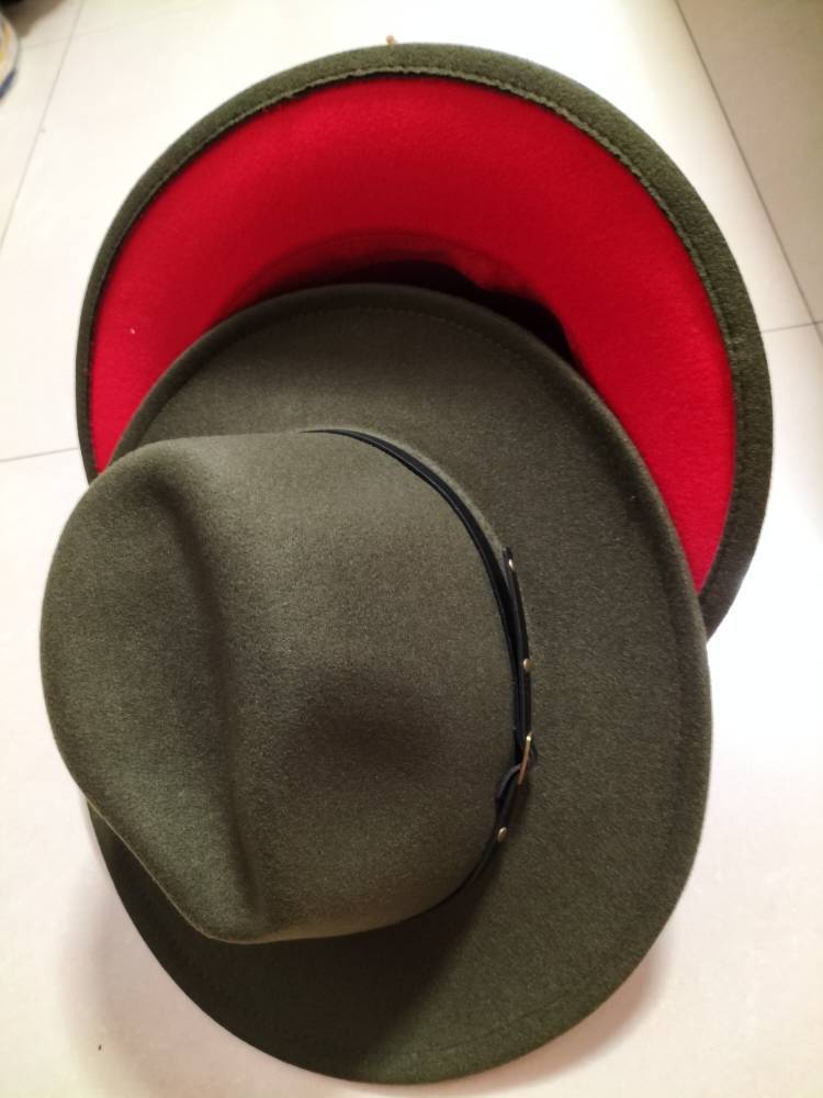 European And American Popular Woolen Top Color Matching Flat Brim Fedora Jazz Hat - Maison Elène