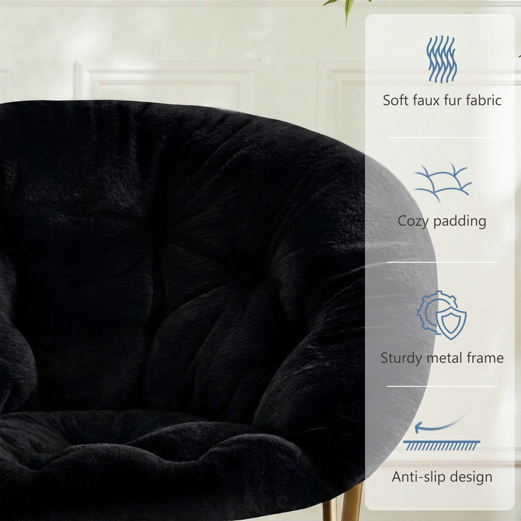 Comfortable Disc Chairs Faux Fur Furniture Bedroom Living Room Size White - Maison Elène