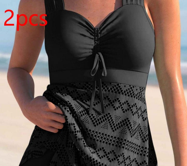 Korean Version Of Solid Color Lace One - piece Swimsuit - Maison Elène