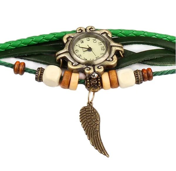 Beautiful Bohemian Style Retro Handmade Leather Angel Wing Women's Watches - Maison Elène