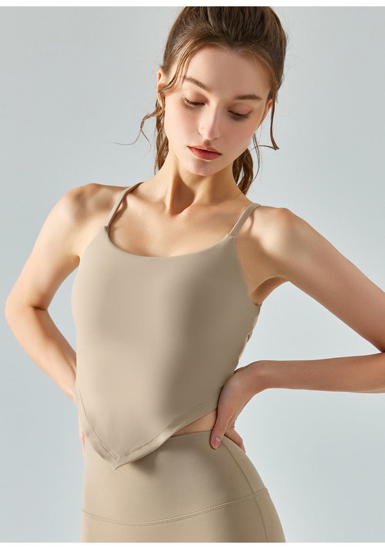 Nude Feel Slim Yoga Vest Semi - fixed One - piece Cup Beauty Back Sling - GlucklichgoodsLLC
