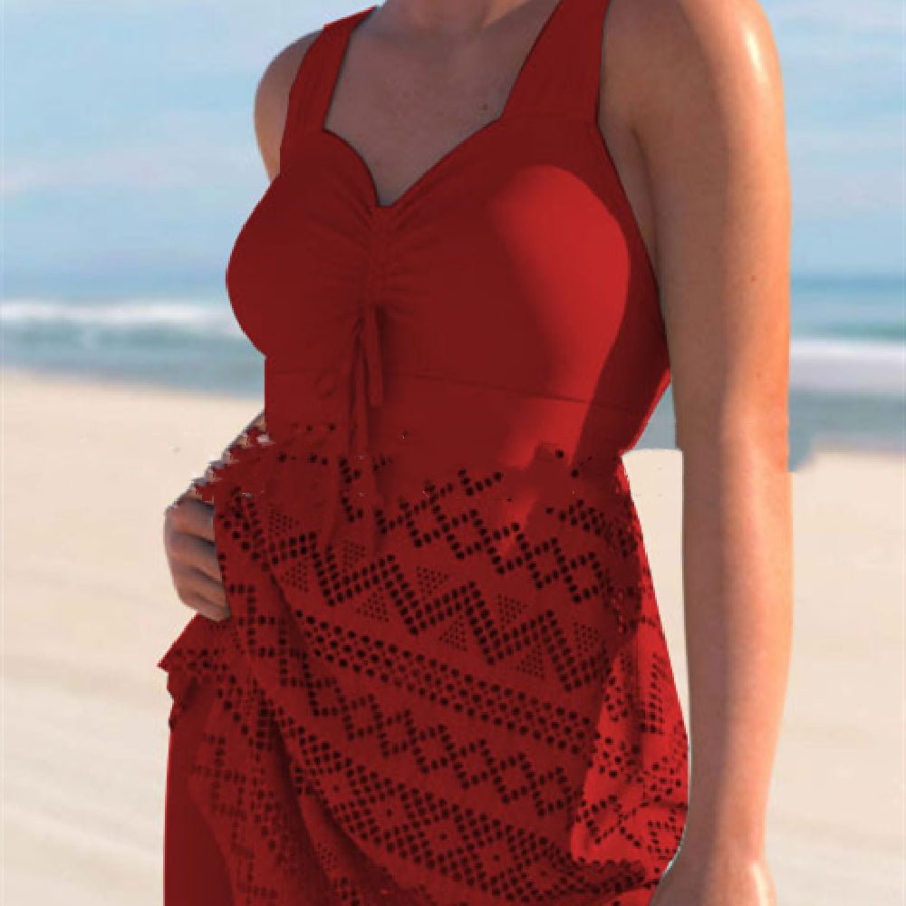 Korean Version Of Solid Color Lace One - piece Swimsuit - Maison Elène