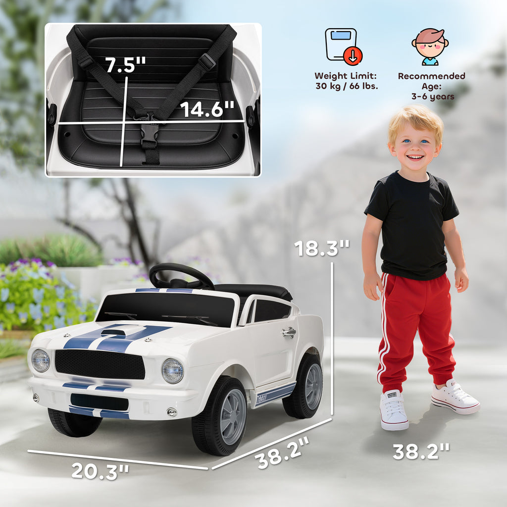 Ride On Car With Remote Control, Adjustable Speed, MP3, Smooth Start, LED Lights, White - Maison Elène