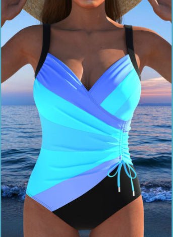 Printed Sexy Backless Drawstring Tankini Beach Swimsuit - Maison Elène