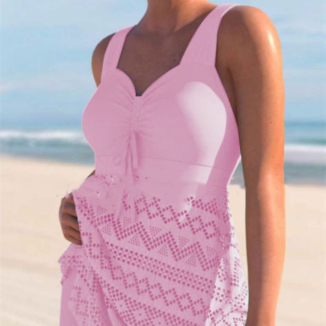 Korean Version Of Solid Color Lace One - piece Swimsuit - Maison Elène