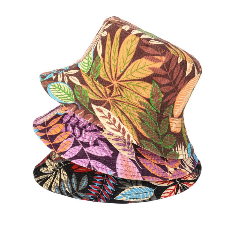 European And American New Printing Bucket Hat Women's Spring And Summer Canvas Hat Travel Beach Double - sided Wear Bucket Hat Generation Hair - Maison Elène