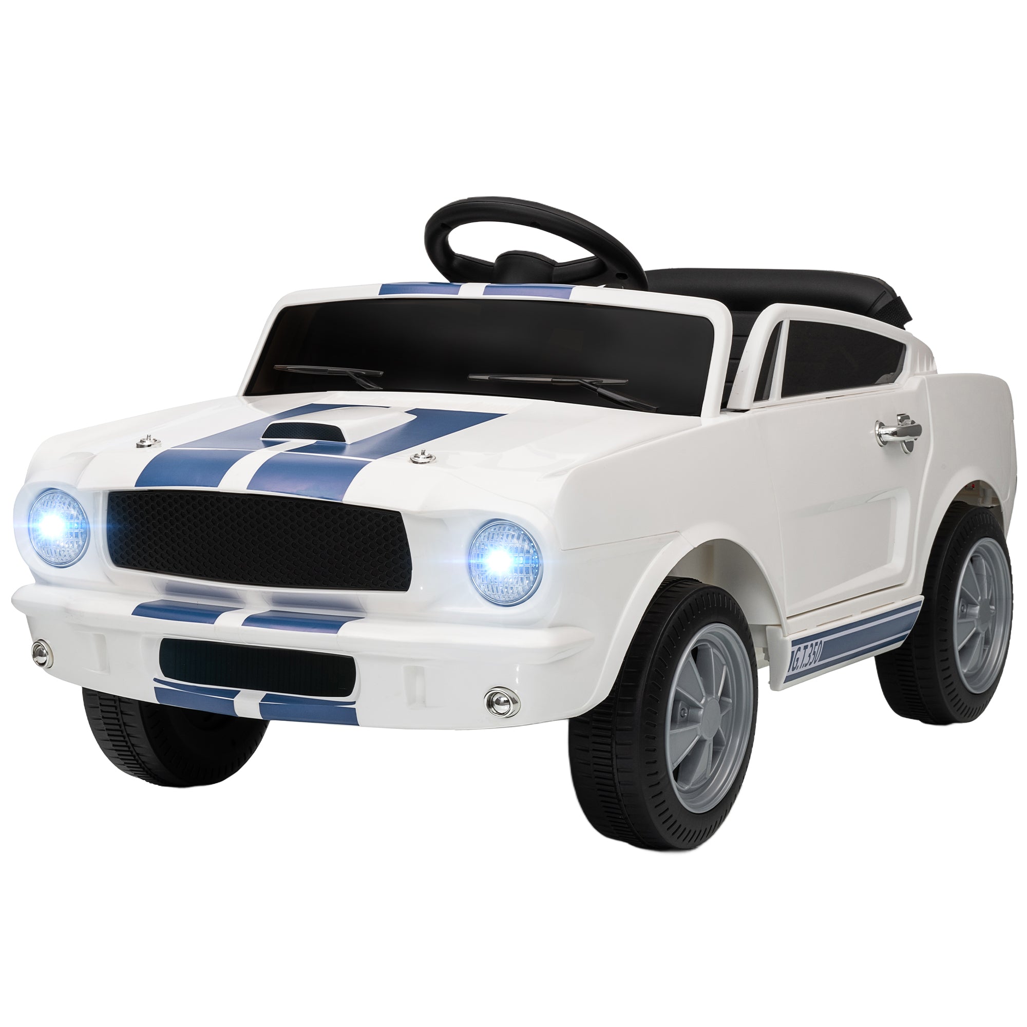Ride On Car With Remote Control, Adjustable Speed, MP3, Smooth Start, LED Lights, White - Maison Elène